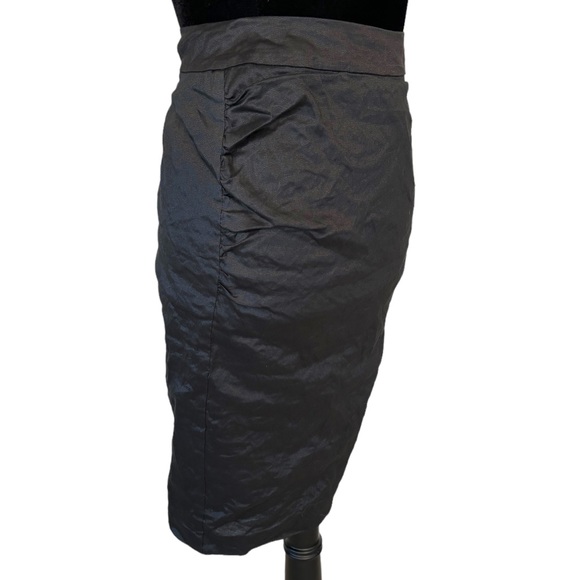 BCBGMAXAZRIA Metallic Gunmetal Ruched Skirt Size 2 - Picture 6 of 8